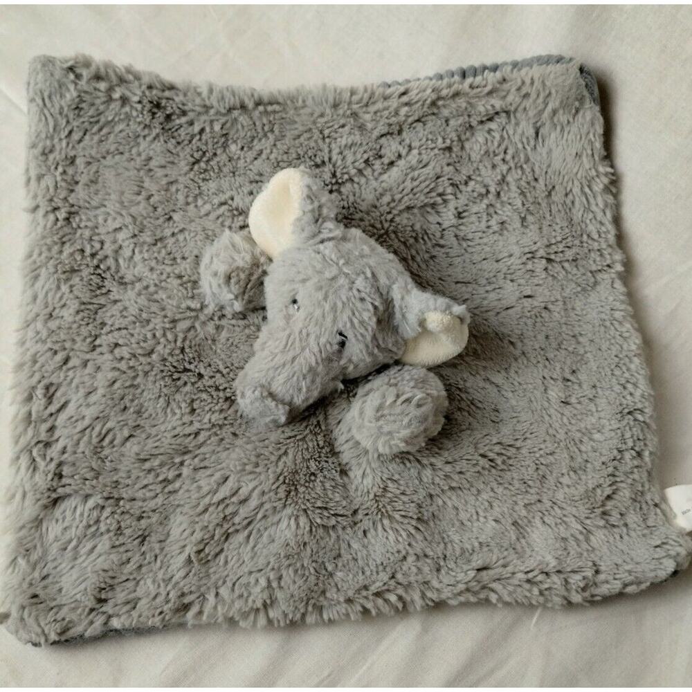 Maxx Marketing Gray Elephant Lovey Security Blanket Rattle Ribbed Corduroy Plush